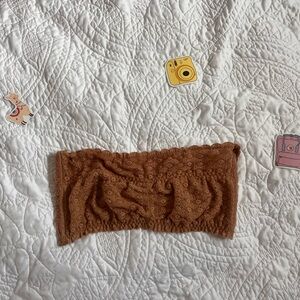 Brown Bandeau Intimates with Cozy Knit Texture